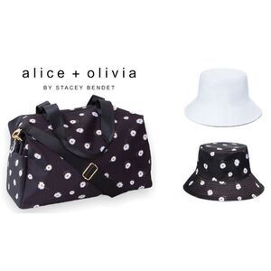 Alice + Olivia Daisy Travel Bag and Matching Reversible Bucket Hat NWT
